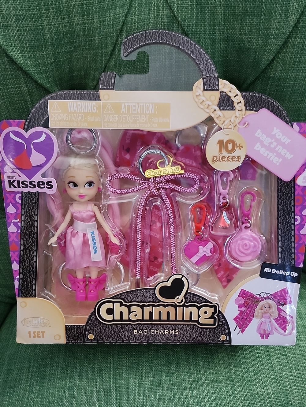 Charming Bag Charms All Dolled Up Pink Doll & Bag Charms Set